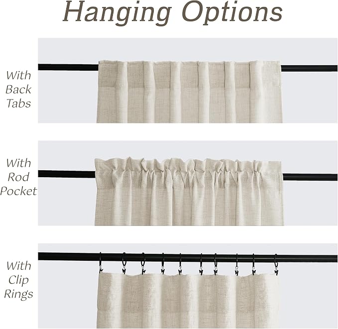 RYB HOME Farmhouse Boho Linen Sheer Curtains 90 inches Long - Image 2