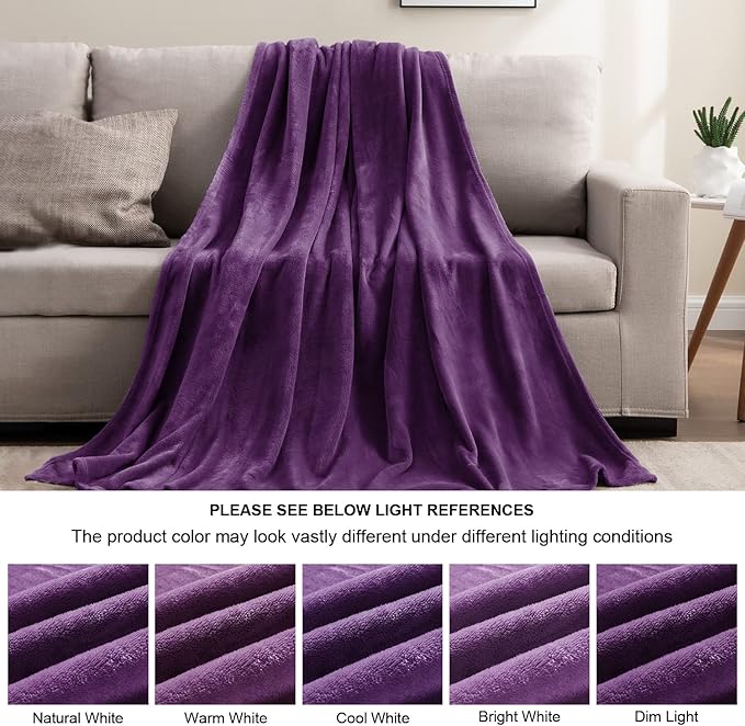 BEDELITE Fleece Blanket Twin Size Purple Throw Blankets - Image 6