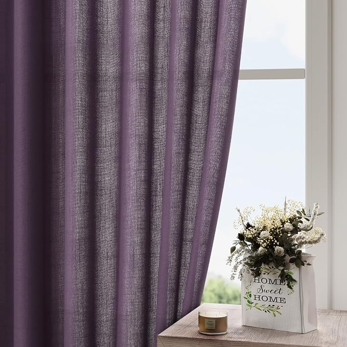 Plum Linen Curtains 108 Inches Long - Image 4