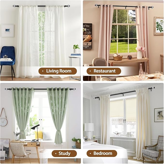 USFOOK 2 Pack Curtain Rod 32 to 58 Inches, USFOOK 7/8 Inch Telescoping Splicing - Image 7