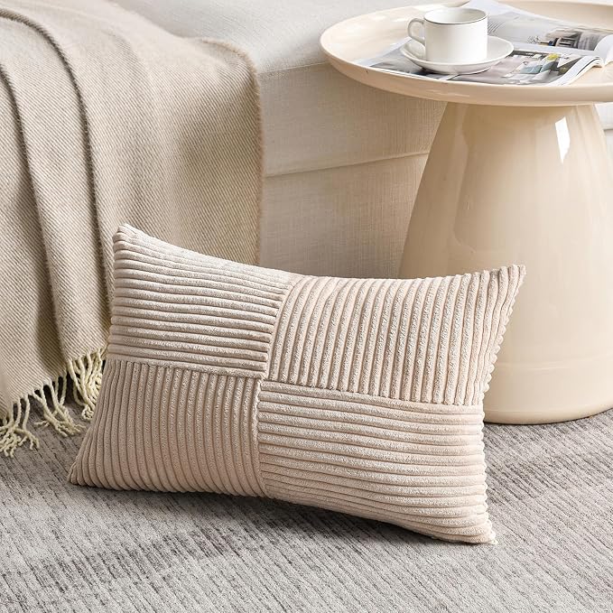 Fancy Homi 2 Packs Tan Lumbar Decorative Throw Pillow Covers 14x22 Inch - Image 2