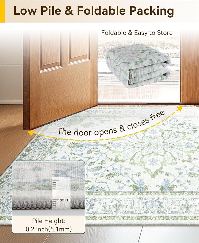 RELEANY Washable Area Rug, Square 4'x4', Water Repellent, Pet Friendly - Image 4