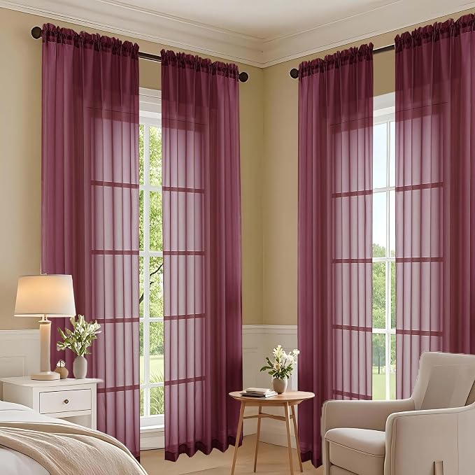 Wine Bedroom Curtains 96 Length - Image 7