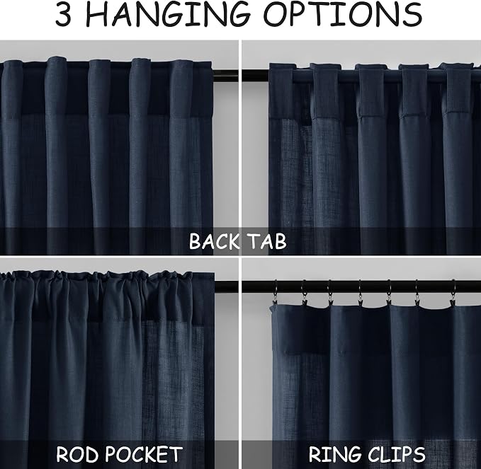 Nanspring Navy Blue Curtains 80 Inches Length - Image 3