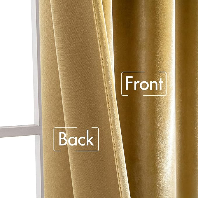 MIULEE Velvet Curtains 52x96 inches 2 Panels Gold Blackout Curtains | Luxury - Image 7