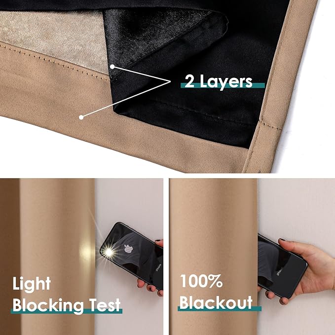 ChrisDowa 100% Blackout Curtains 102 inch Long - Image 4