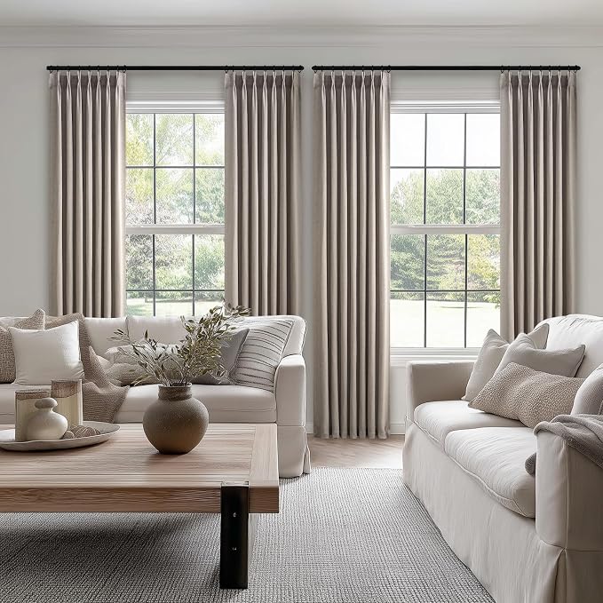 Topfinel 102 Inch Curtains 2 Panels Set, Two Packs Pinch Pleat Back Tab Linen - Image 6