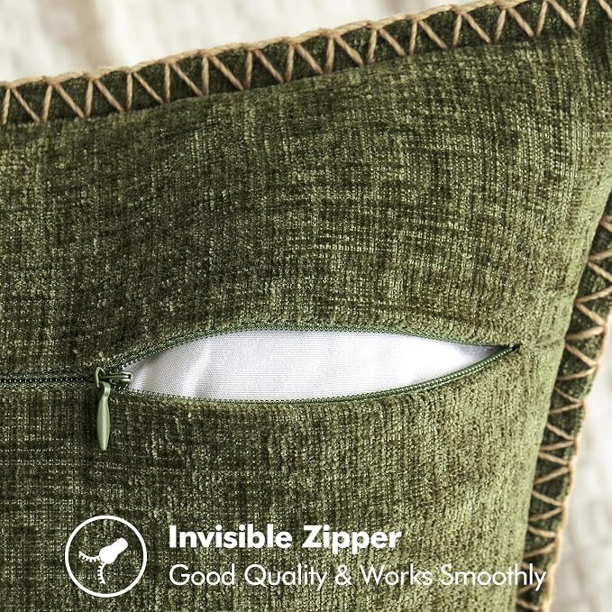 MIULEE Pack of 2 Couch Throw Pillow Covers 12x20 Inch Olive Green Farmhouse - Image 3