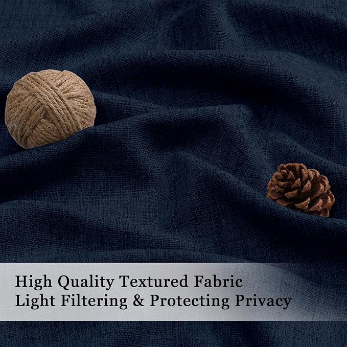 OWENIE Navy Blue Valances for Windows 1 Pcs 24 Inch Length, Light Filtering - Image 2