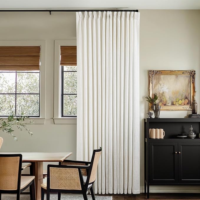 Cream Ivory Linen Curtains 80 Inches Long 2 Panels Pinch Pleated Natural | - Image 7