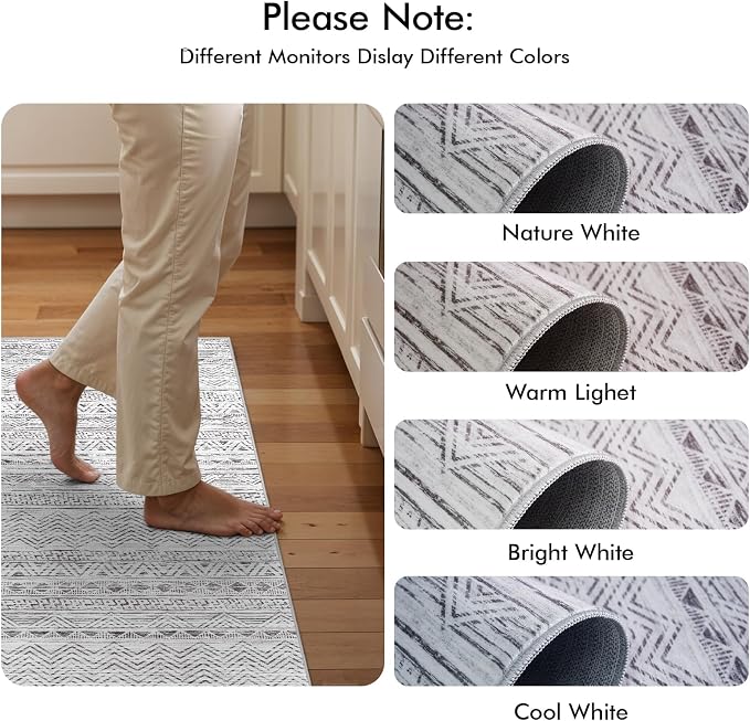 3x5 Washable Entryway Area Rug: Modern Moroccan Small Runner Rug Indoor Soft - Image 8