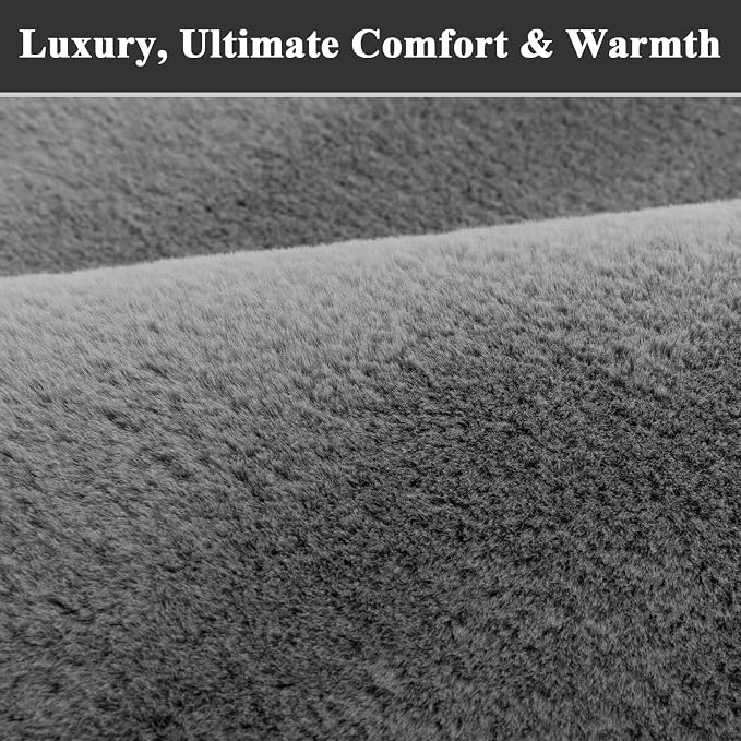 SHACOS Ultra Soft Faux Rabbit Fur Area Rug 3'x5', Non Slip Washable Padded - Image 9