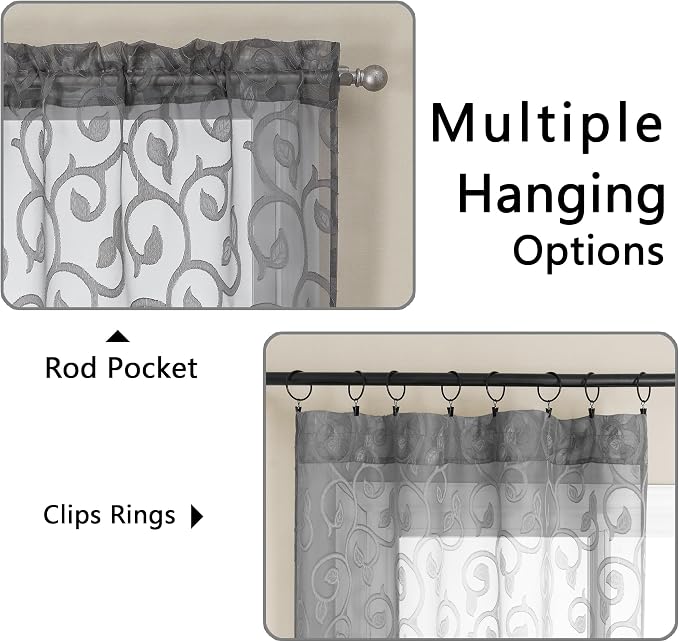 OWENIE Furman Sheer White Curtains 45 Inch Length 2 Panels Set - Image 5