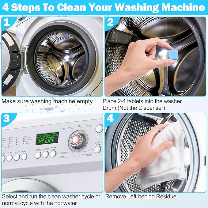 150 Pcs Washing Machine Cleaner Washing Machine Tablets Deep Cleaner Tablets for Front Loader and Top Load Washer