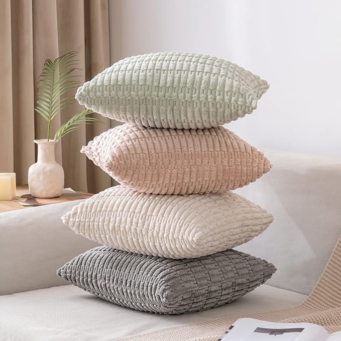 MIULEE Pack of 2 Spring Corduroy Decorative Throw Pillow Covers 16x16 Inch Soft - Image 5