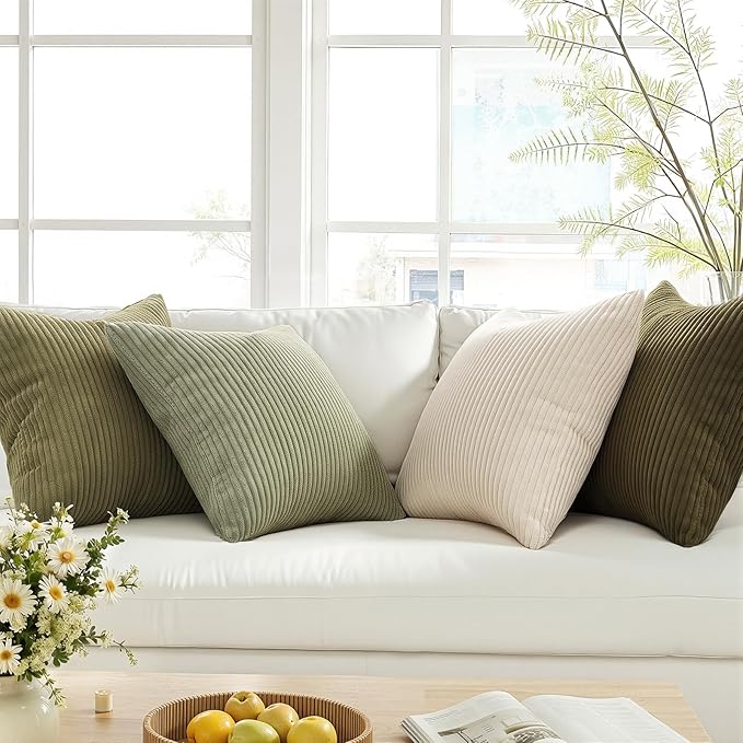 Topfinel Green White Spring Pillow Covers 22x22 Inch Set of 4 Boho Nordic - Image 3