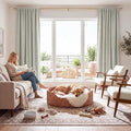 RYB HOME 100% Blackout Cream Curtains, Linen Texture Thermal Insulated Drapes by RYBHOME