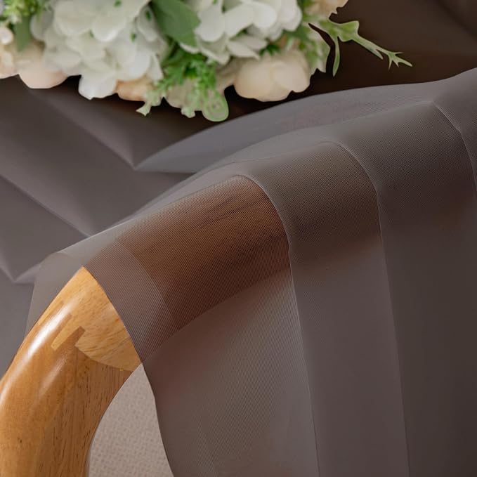 Chyhomenyc Sheer Valances for Windows 2 Pieces, 42Wx14L Inches Brown Small - Image 9