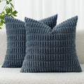 MIULEE Euro Sham Corduroy Decorative Throw Pillow Covers 24x24 Blue | Pack of 2 by MIULEE