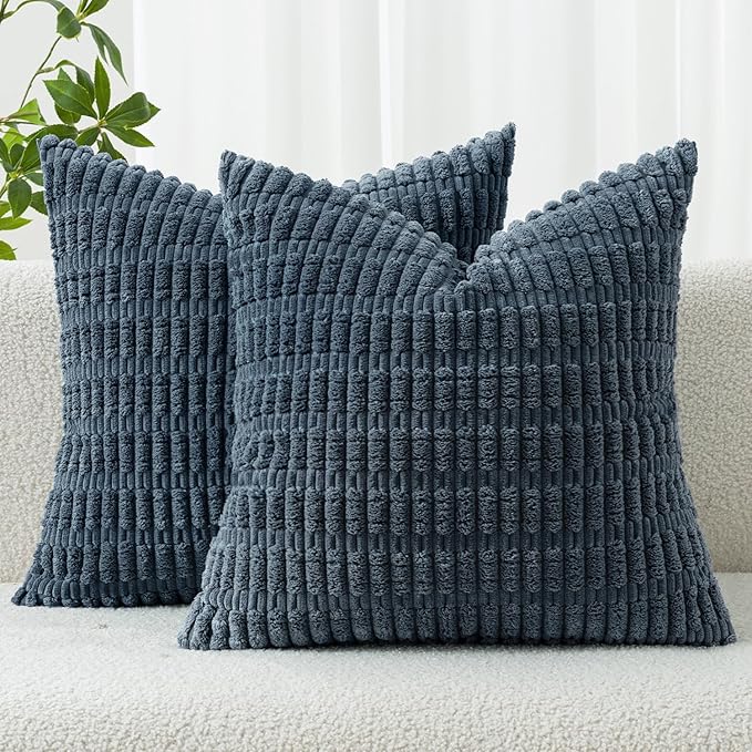 MIULEE Pack of 2 Corduroy Decorative Throw Pillow Covers 16x16 Inch Soft Boho by MIULEE