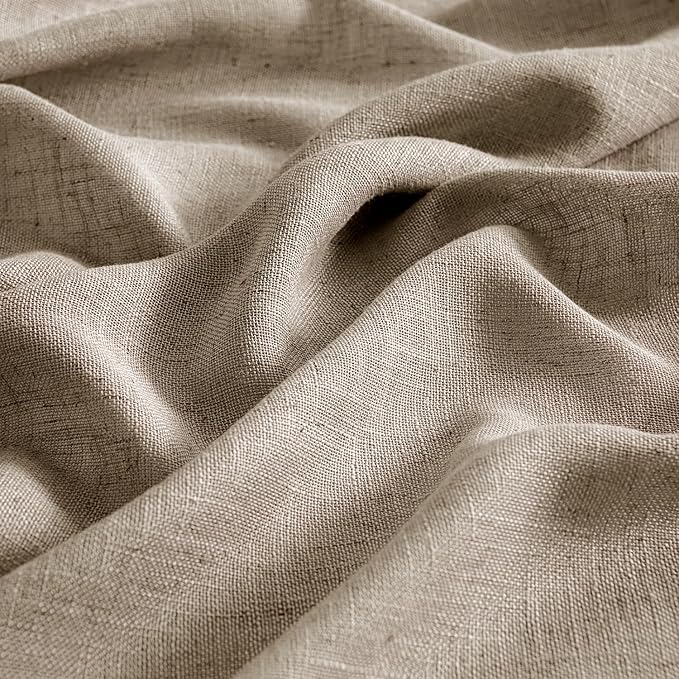 MIULEE Taupe Grey Linen Curtains 54 Inch Length 2 Panels - Image 4