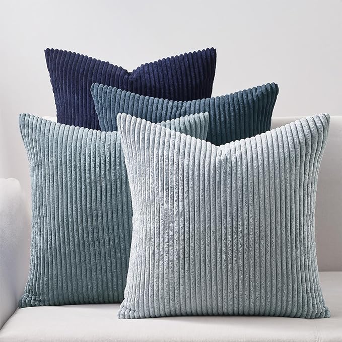 Topfinel Decorative Throw Pillow Covers Dark Blue Navy Series, Summer Corduroy by Topfinel