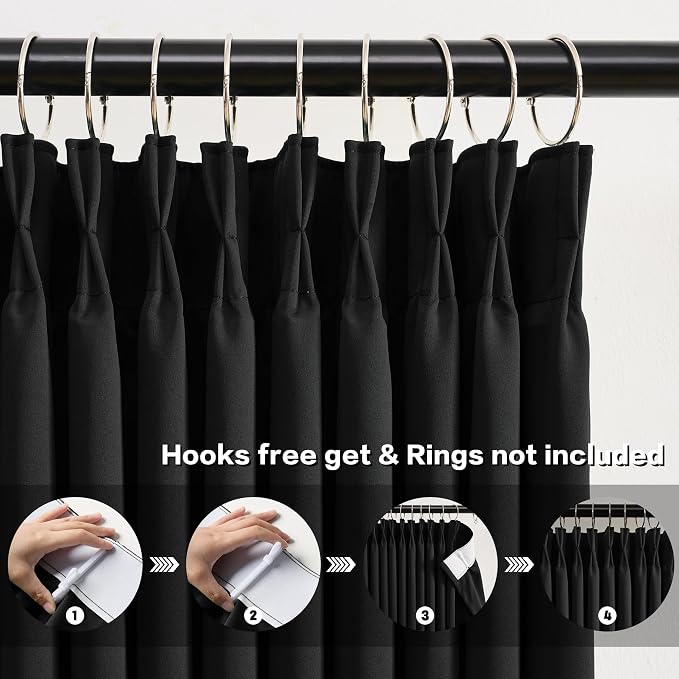 Short Pinch Pleated Blackout Curtains 63 Inch Long 2 Panels - Image 2