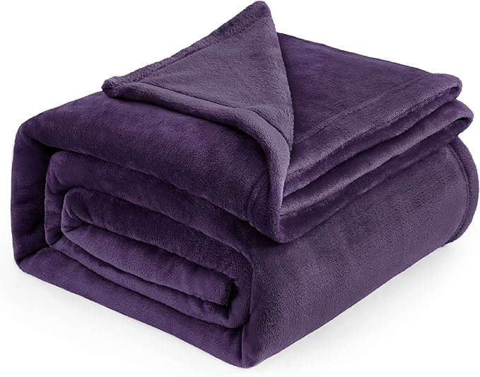 Bedsure GentleSoft Fleece Blankets Queen Size Purple by BEDSURE