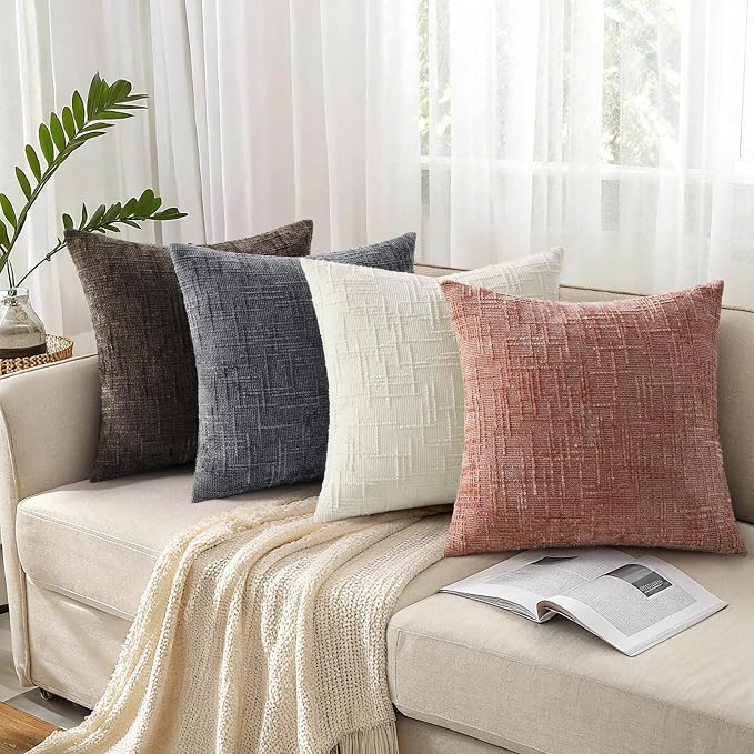decorUhome Summer Pink Chenille Euro Sham Throw Pillow Covers 22x22 Set of 2 - Image 7
