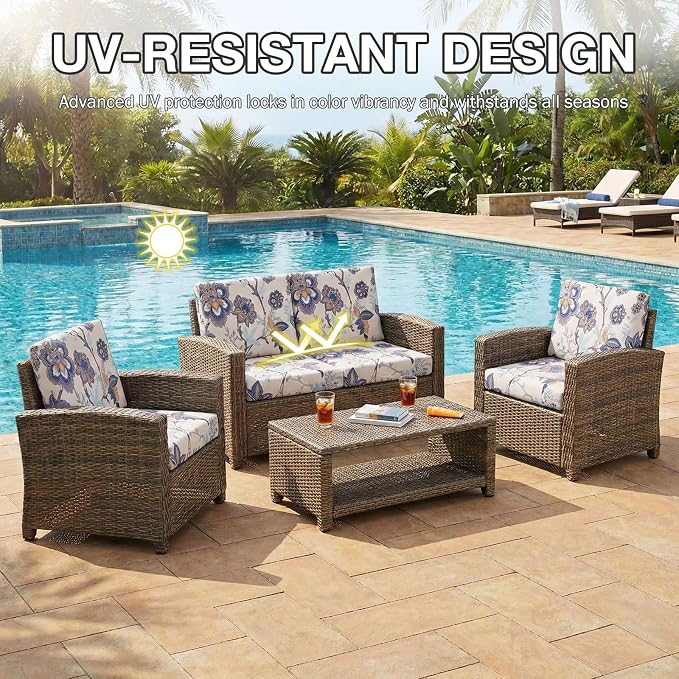 hyha 4Pcs Patio Cushion Covers, Stretch Outdoor Couch Cushion Covers, Washable - Image 6