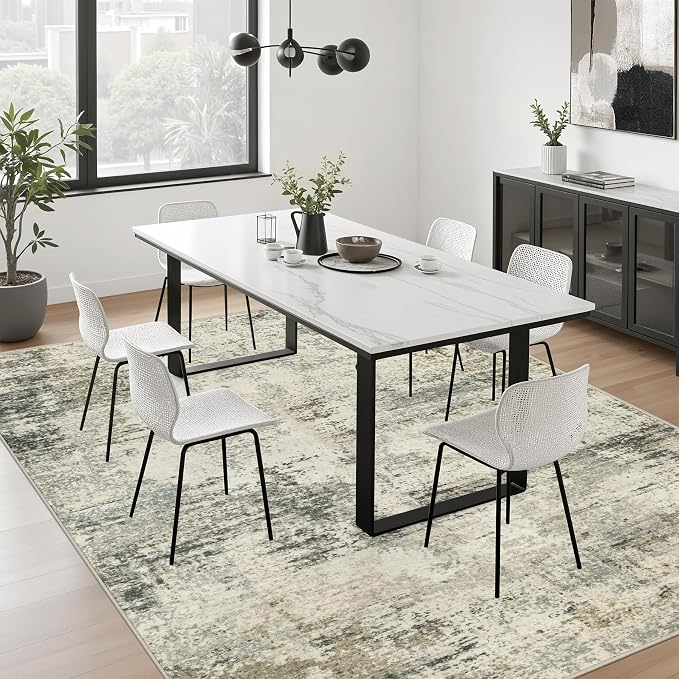 5x8 Area Rug Living Room: Modern Washable Soft Carpet Ash Brown | - Image 5
