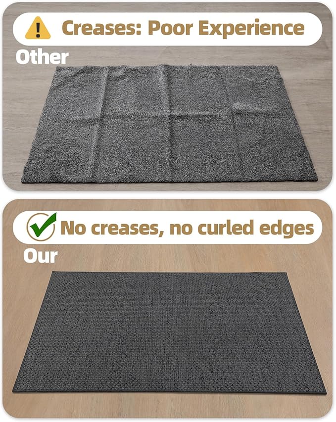 Color&Geometry Front Door Mat Indoor 17"x29", Rugs for Entryway, Non Slip Washable Low-Profile Inside, Entry Mat Entry Rug Door Mat Indoor Entrance, Grey (Rolled-up NO Creases)
