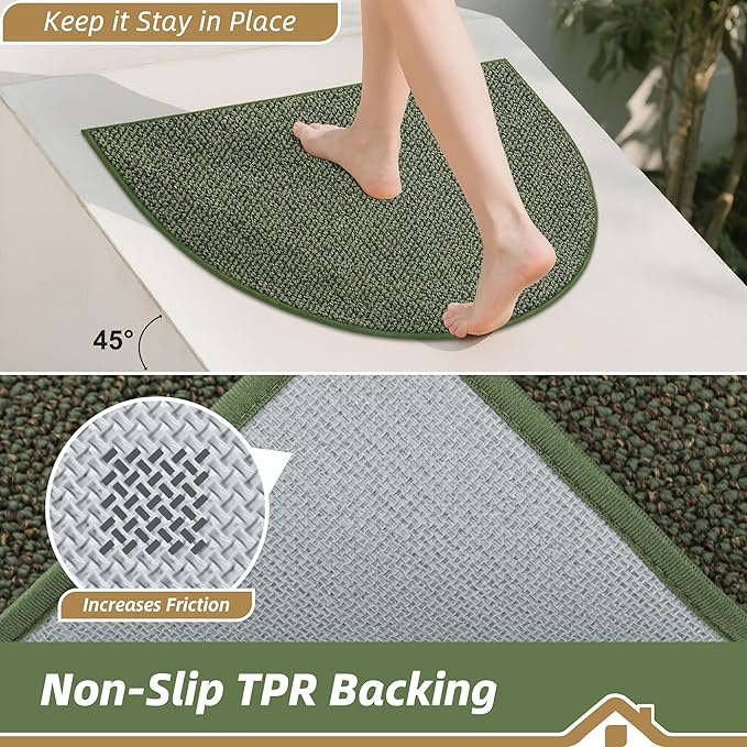 BEQHAUSE Dirt Trapper Door Mat 32" x 48" Half Circle Non Slip Rugs, Absorbent - Image 4