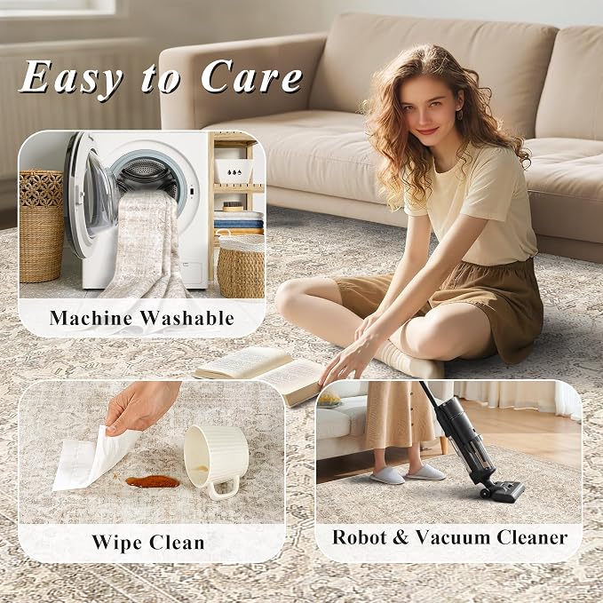 Schweek 2x3 Beige Entryway Rugs Washable Non-Slip Neutral Area Rug Door Mat | - Image 7