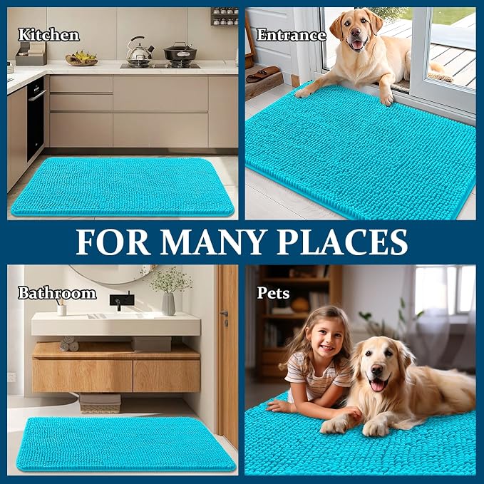OLANLY Dog Door Mat for Muddy Paws 40x32, Super Absorbent Chenille Mud Mat | - Image 8