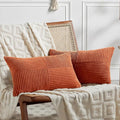 Fancy Homi Set of 2 Burnt Orange Lumbar Decorative Throw Pillow Covers 16x28 by Fancy+Homi