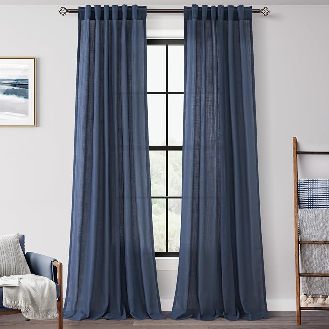 Navy Blue Curtains 108 inch Length by Jolilight