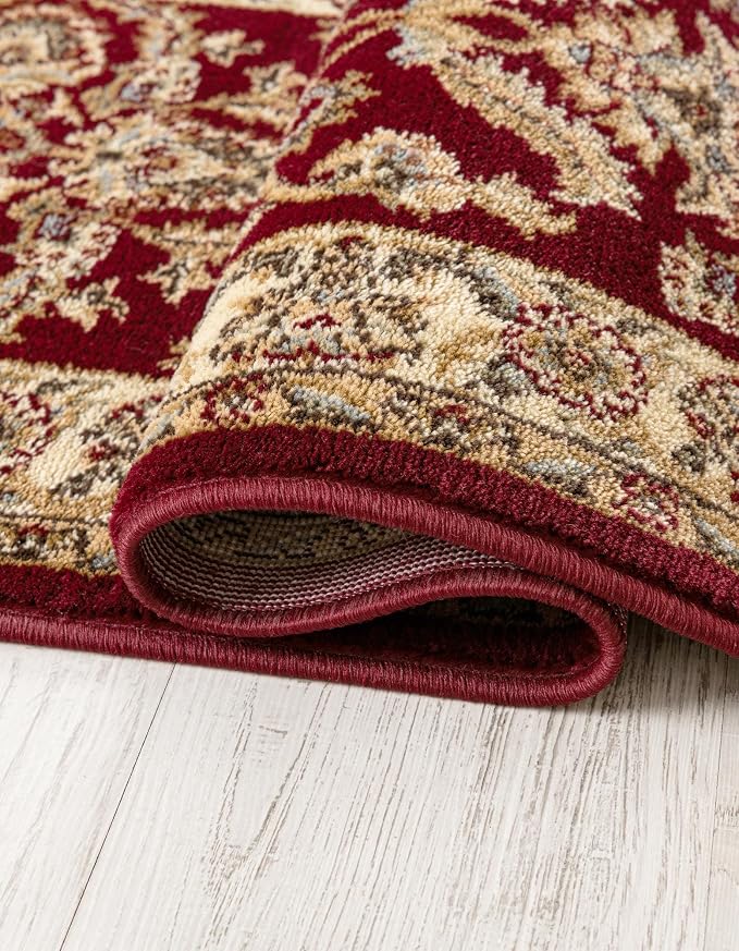 Rugs.com - Aditi Rug – 8 Ft Square Red Easy-Clean Rug – Traditional Medallion - Image 5