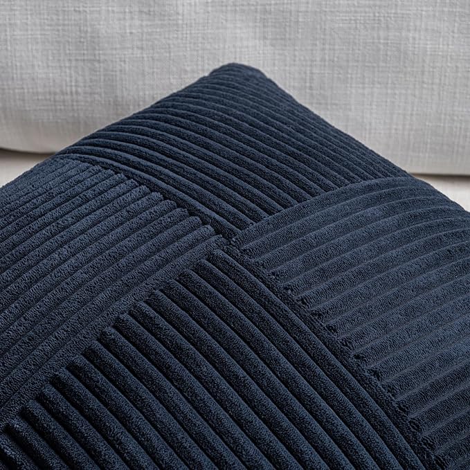Fancy Homi 2 Packs Navy Blue Decorative Throw Pillow Covers 16x16 Inch - Image 3