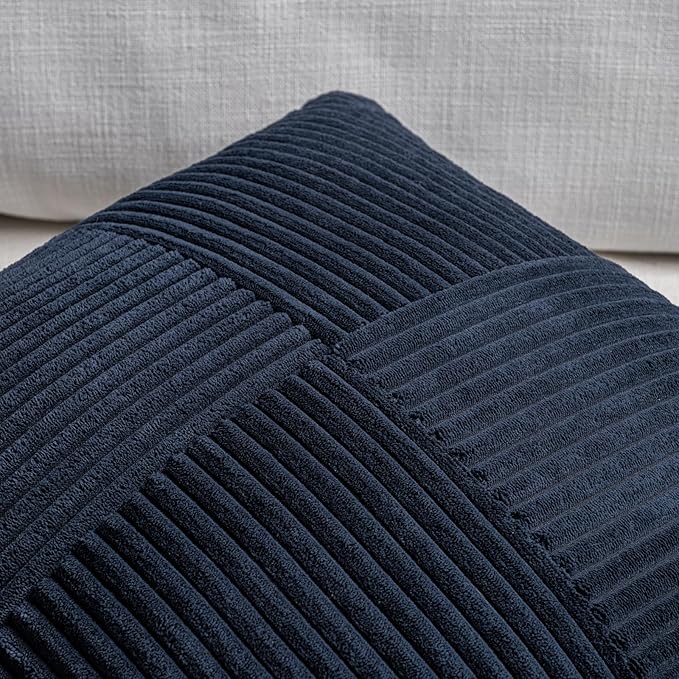 Fancy Homi 2 Packs Navy Blue Decorative Throw Pillow Covers 22x22 Inch - Image 3