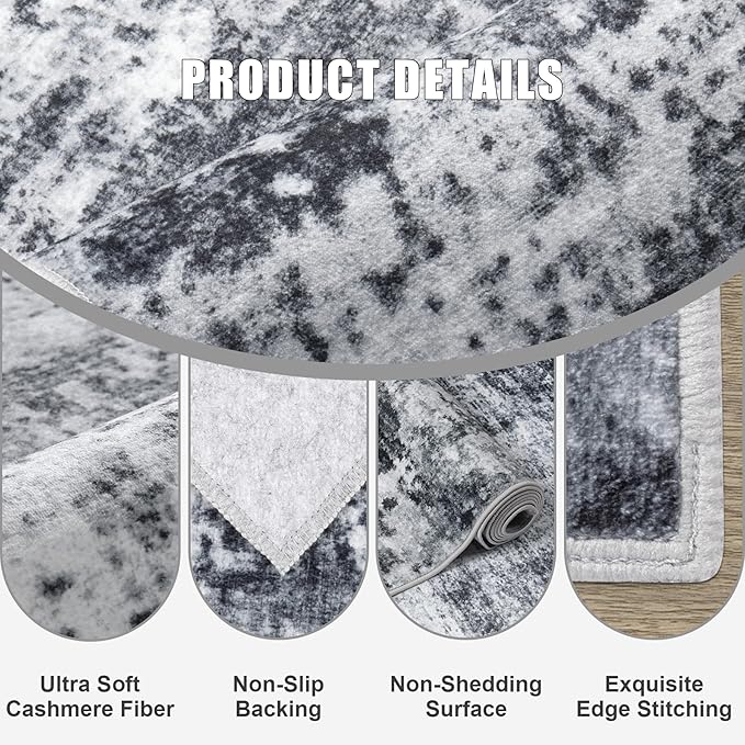 8x10 Area Rug Living Room Rug: Washable Modern Abstract Soft Thin Rug Indoor - Image 7