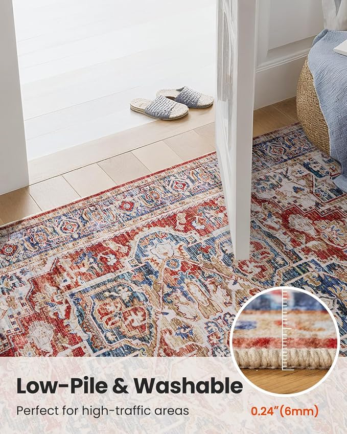 AMADA HOMEFURNISHING 9x12 Washable Area Rug, Low-Profile Large Area Rug - Image 8