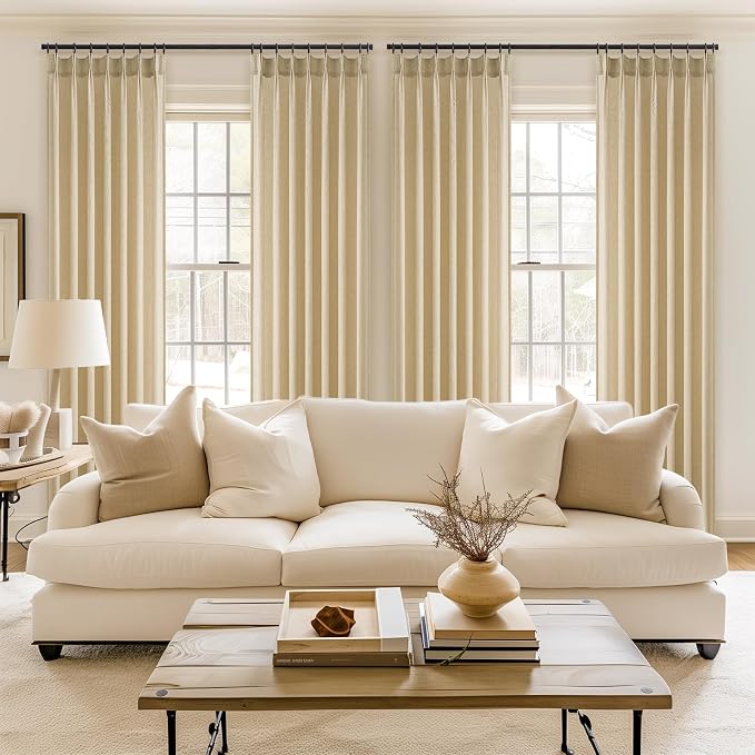 Topfinel 102 Inch Curtains 1 Panels Set, One Packs Pinch Pleat Back Tab Linen - Image 6