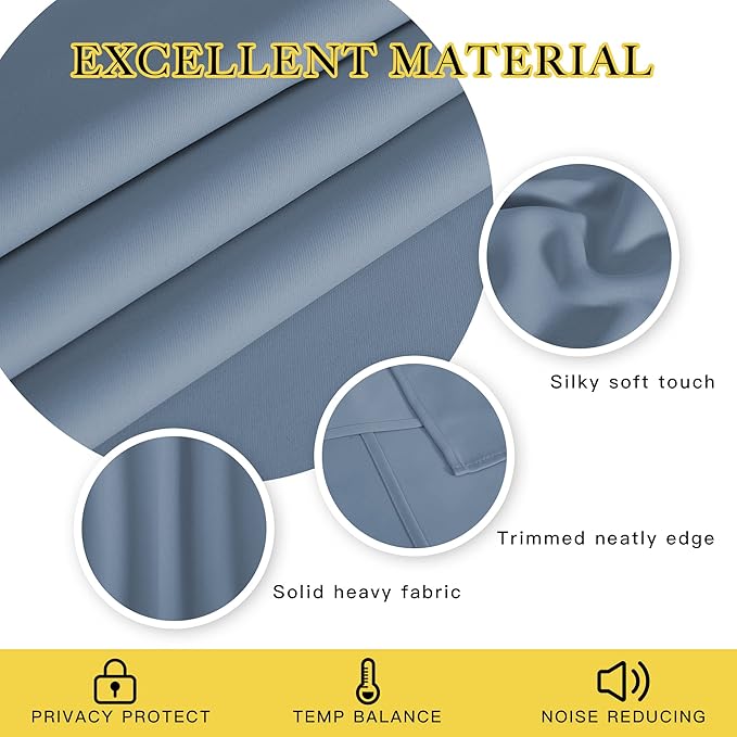 NICETOWN Blackout Stone Blue Curtains 120 inch Length - Image 4