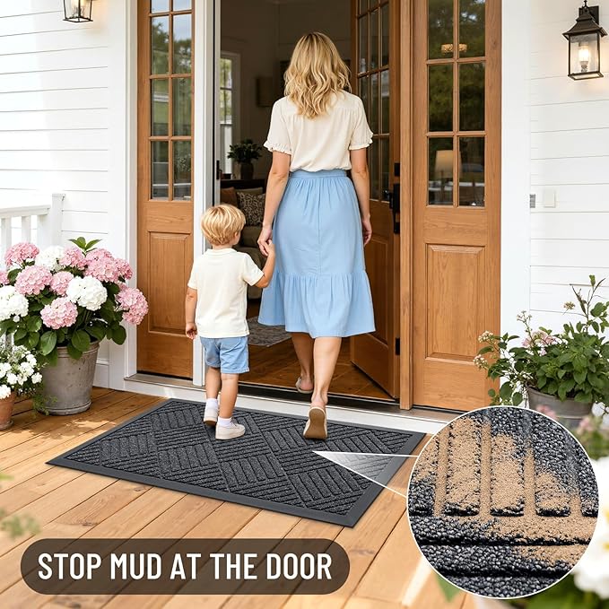 OLANLY Front Door Mat Outside Entrance 47x32, Heavy Duty Sturdy Natural Rubber - Image 6
