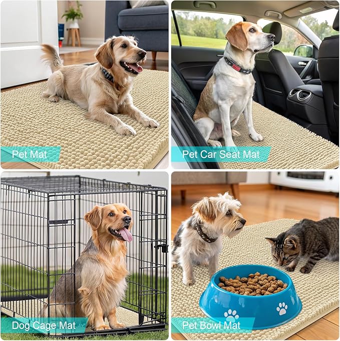 OLANLY Dog Door Mat for Muddy Paws 34x21, Super Absorbent Chenille Mud Mat | - Image 7