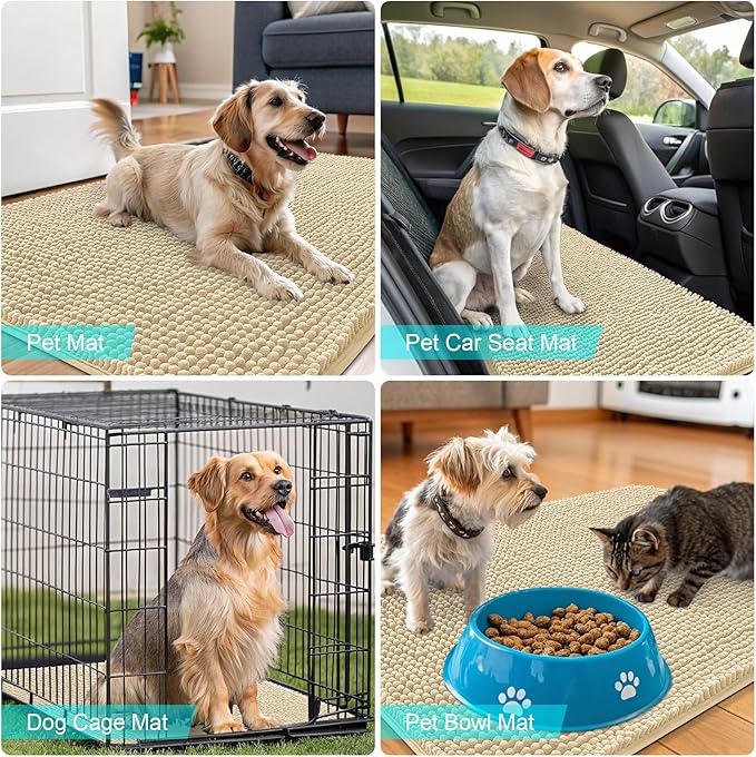 OLANLY Dog Door Mat for Muddy Paws 47x17, Super Absorbent Chenille Mud Mat | - Image 7