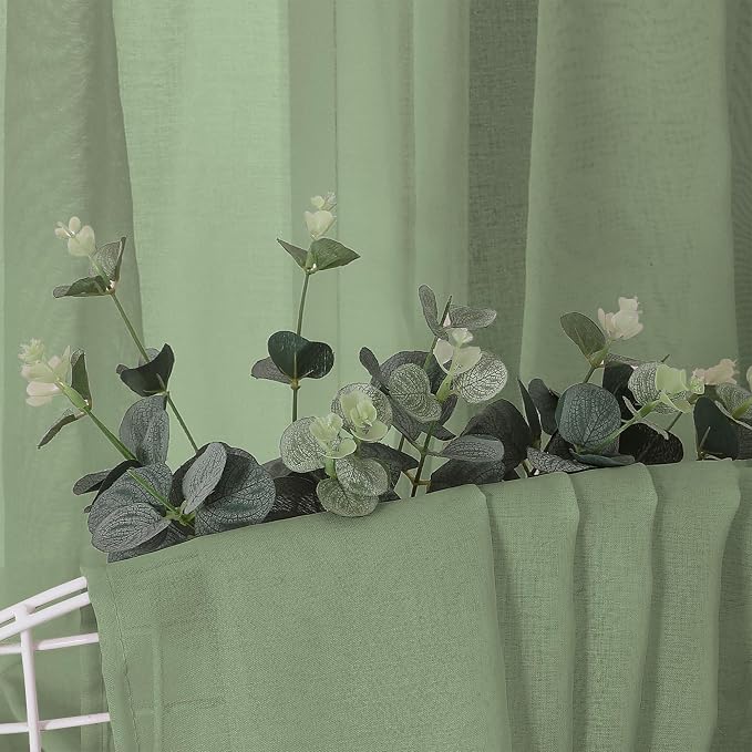 Tollpiz Short Sheer Curtains Living Room Linen Textured Curtain Sheers Light - Image 6
