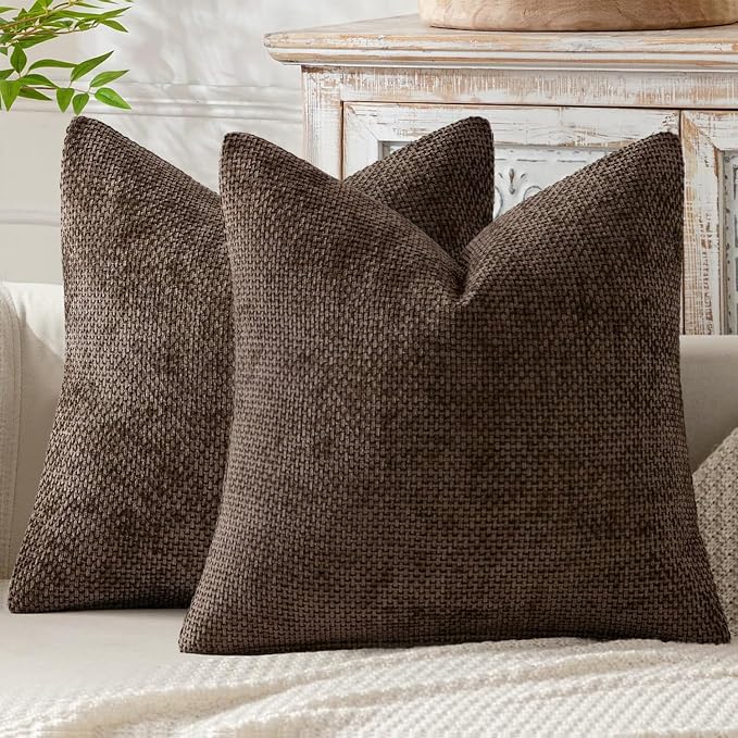 MIULEE Pack of 2 Couch Throw Pillow Covers 24x24 Inch Neutral Dark Brown Boho by MIULEE