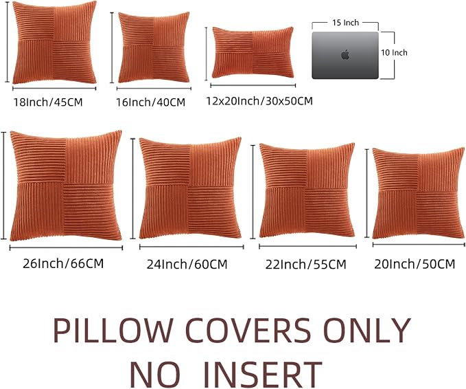 Fancy Homi Set of 2 Burnt Orange Decorative Throw Pillow Covers 26x26 Inch - Image 7